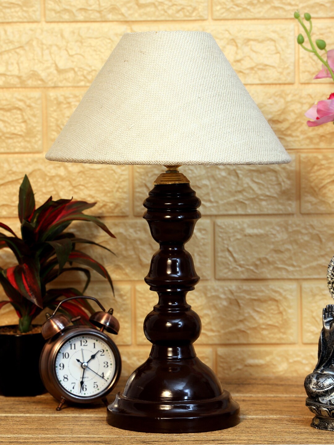

foziq Brown & White Solid Table Lamp