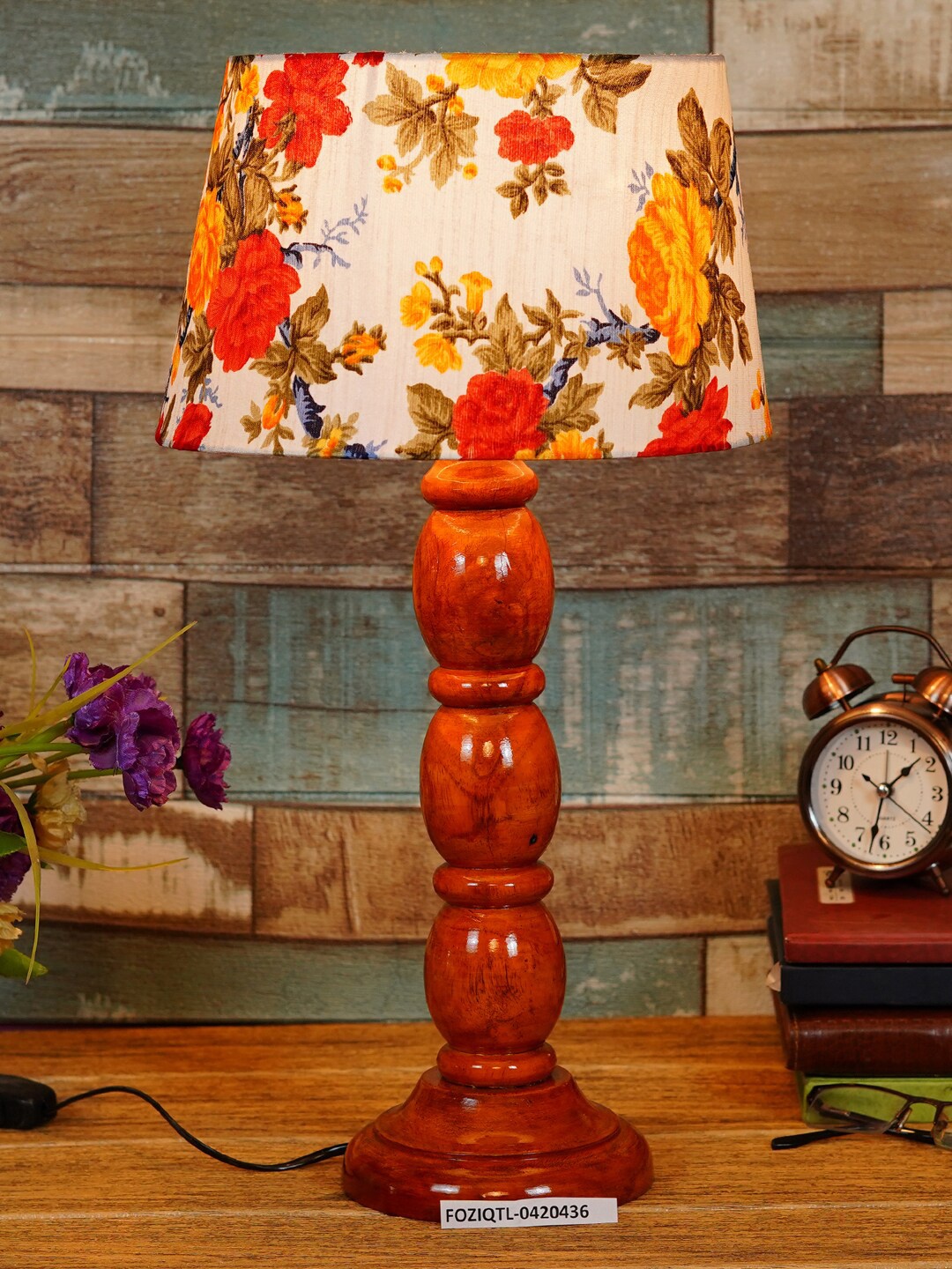 

foziq Brown & White Printed Table Lamps