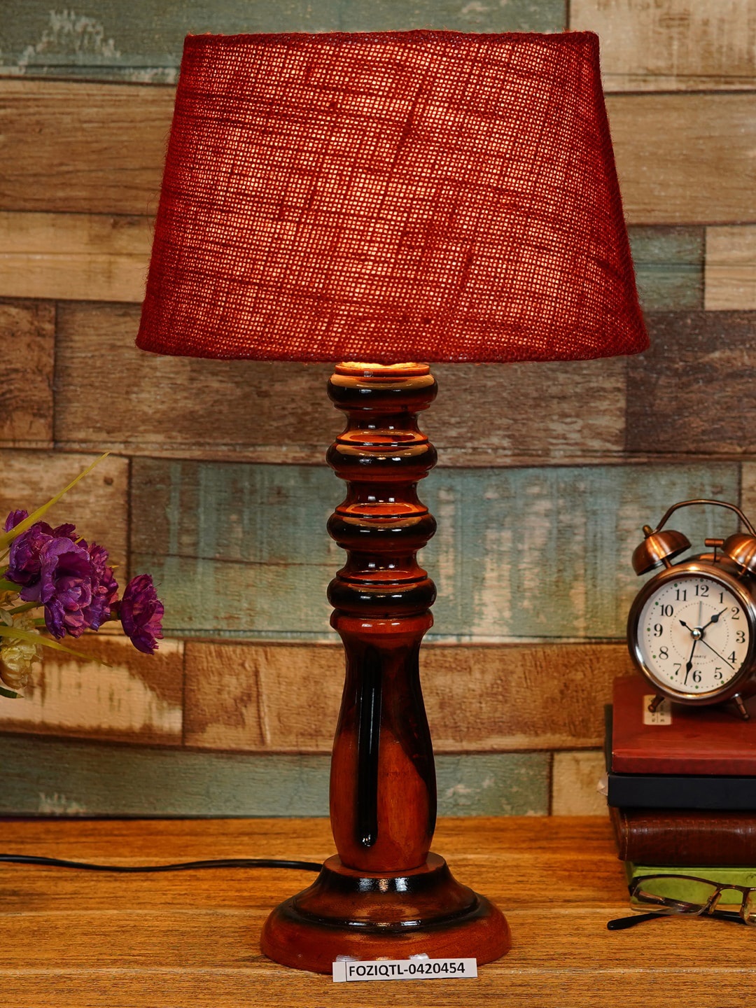 

foziq BrownTextured Frustum Shaped Table Lamp, Brown