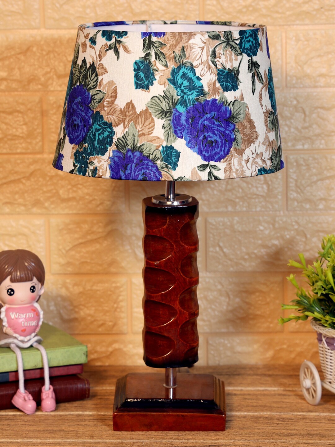 

foziq Brown & White Solid Table Lamp