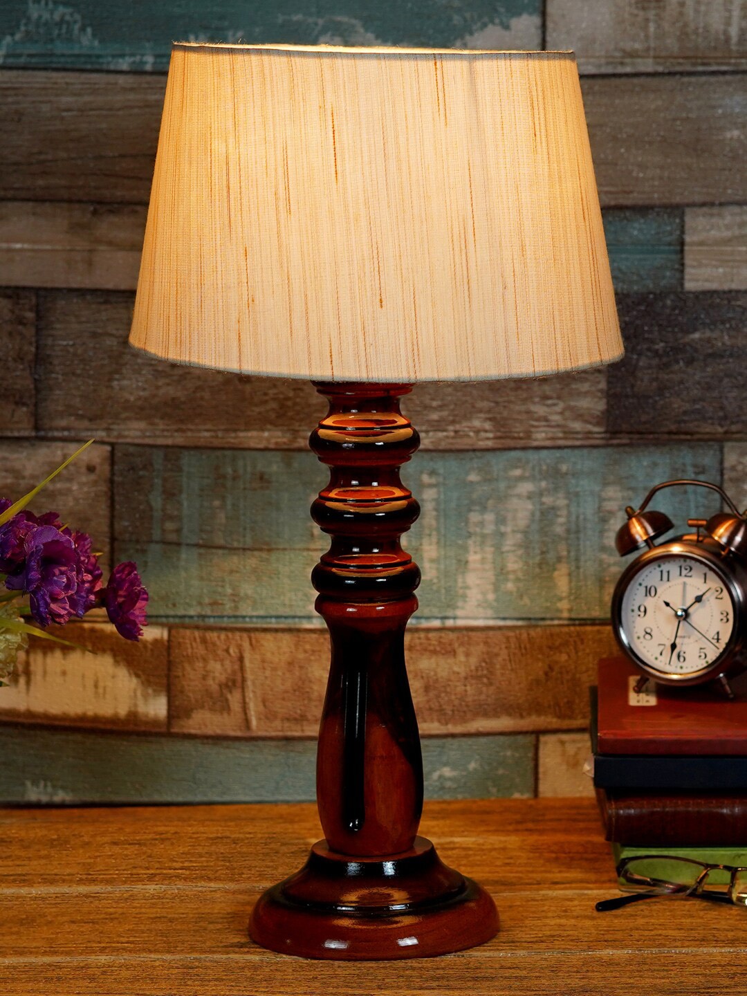 

foziq Brown & Cream Solid Table Lamps