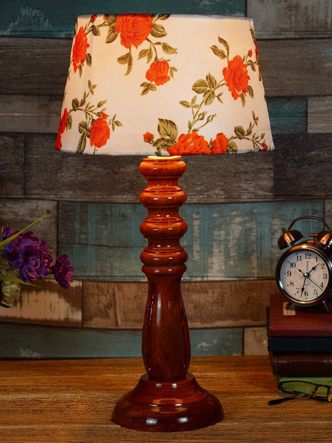 

foziq Brown & White Printed Table Lamps