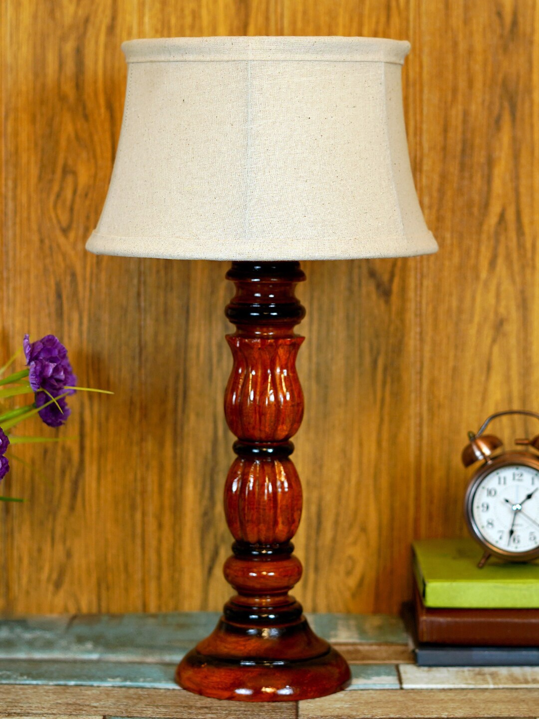 

foziq Brown & Cream Solid Table Lamps