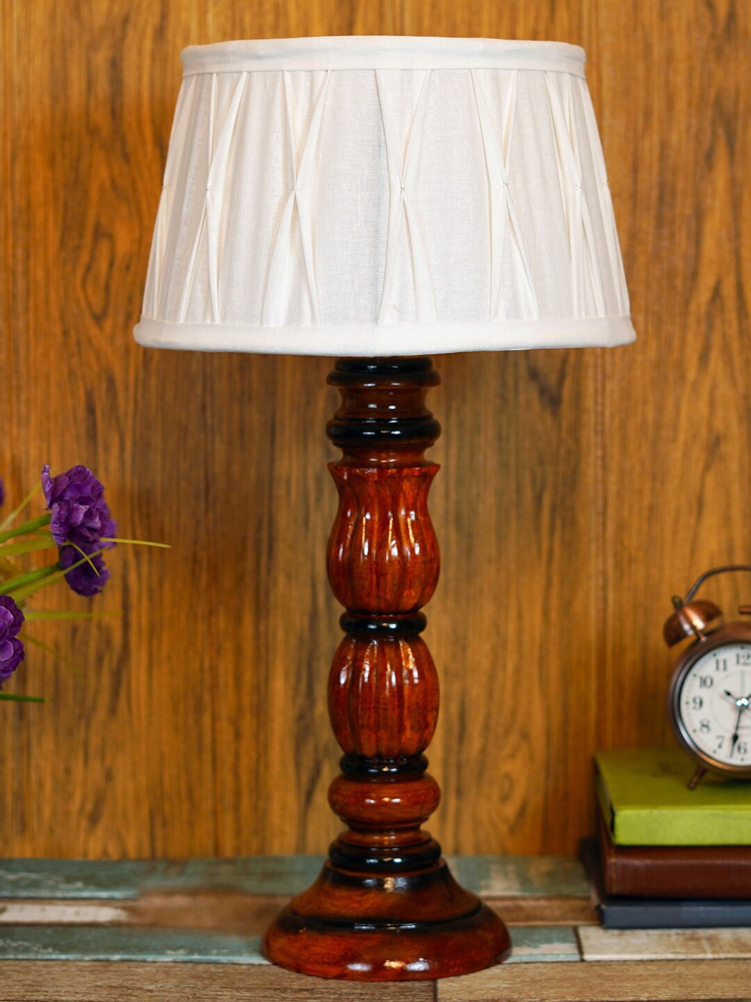 foziq Brown & White Solid Table Lamps