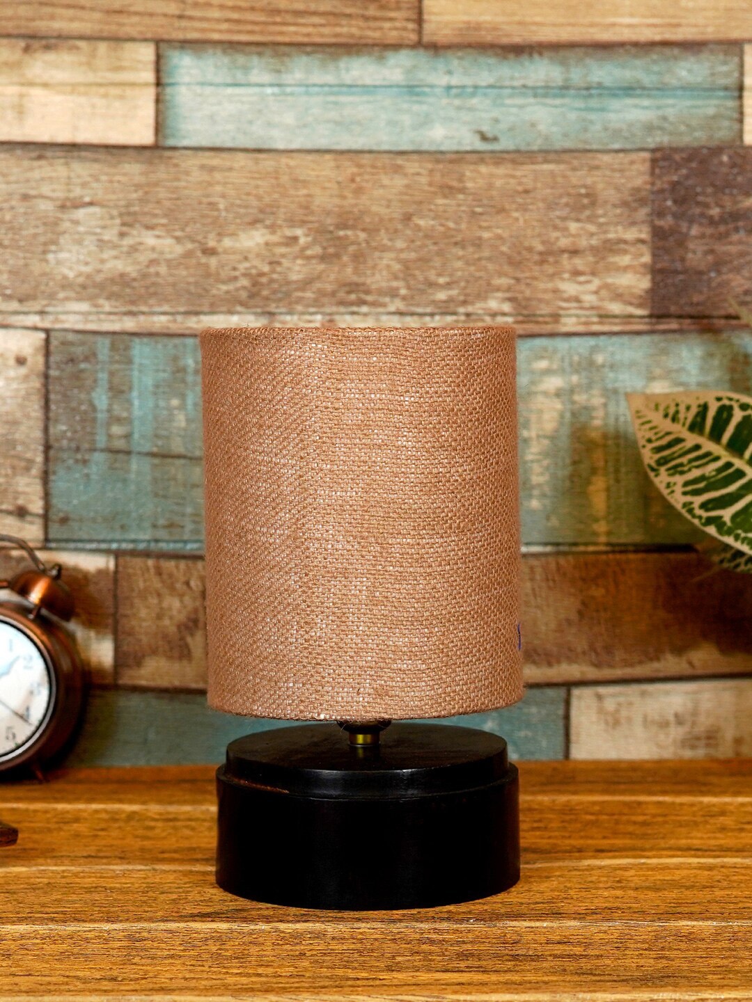 

foziq Brown & Black Solid Wooden Table Lamps