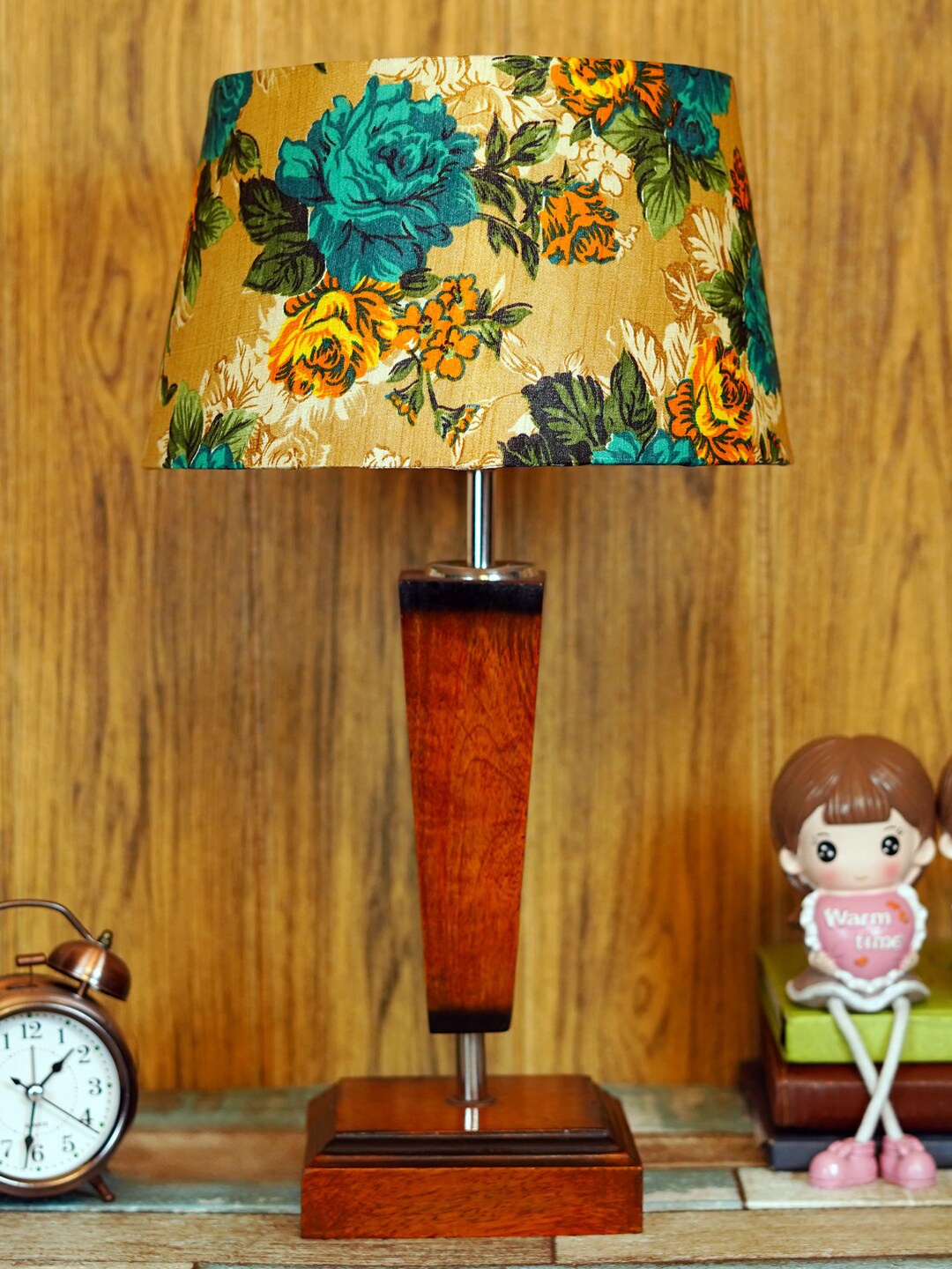 

foziq Brown & Beige Printed Table Lamp