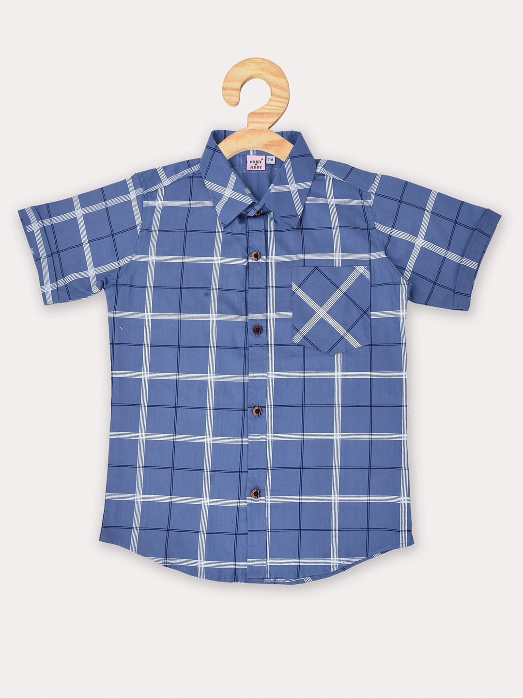 

POMY & JINNY Boys Violet Comfort Slim Fit Checked Casual Cotton Shirt