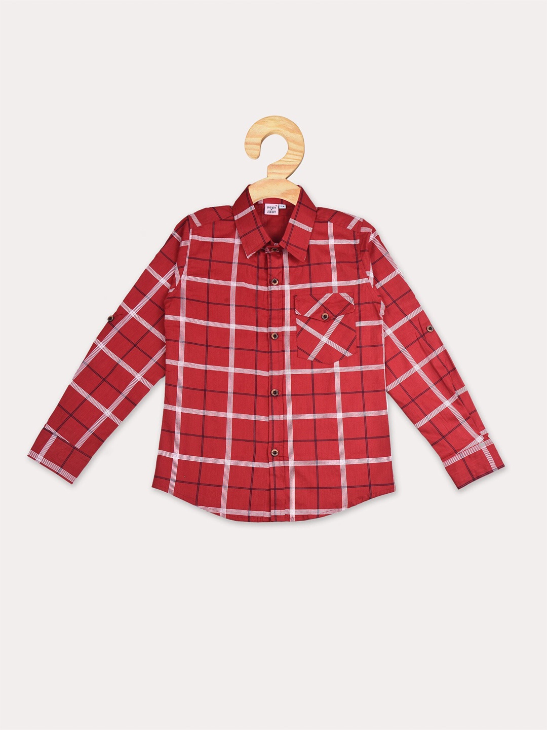 

POMY & JINNY Boys Maroon Comfort Slim Fit Tartan Checks Casual Cotton Shirt