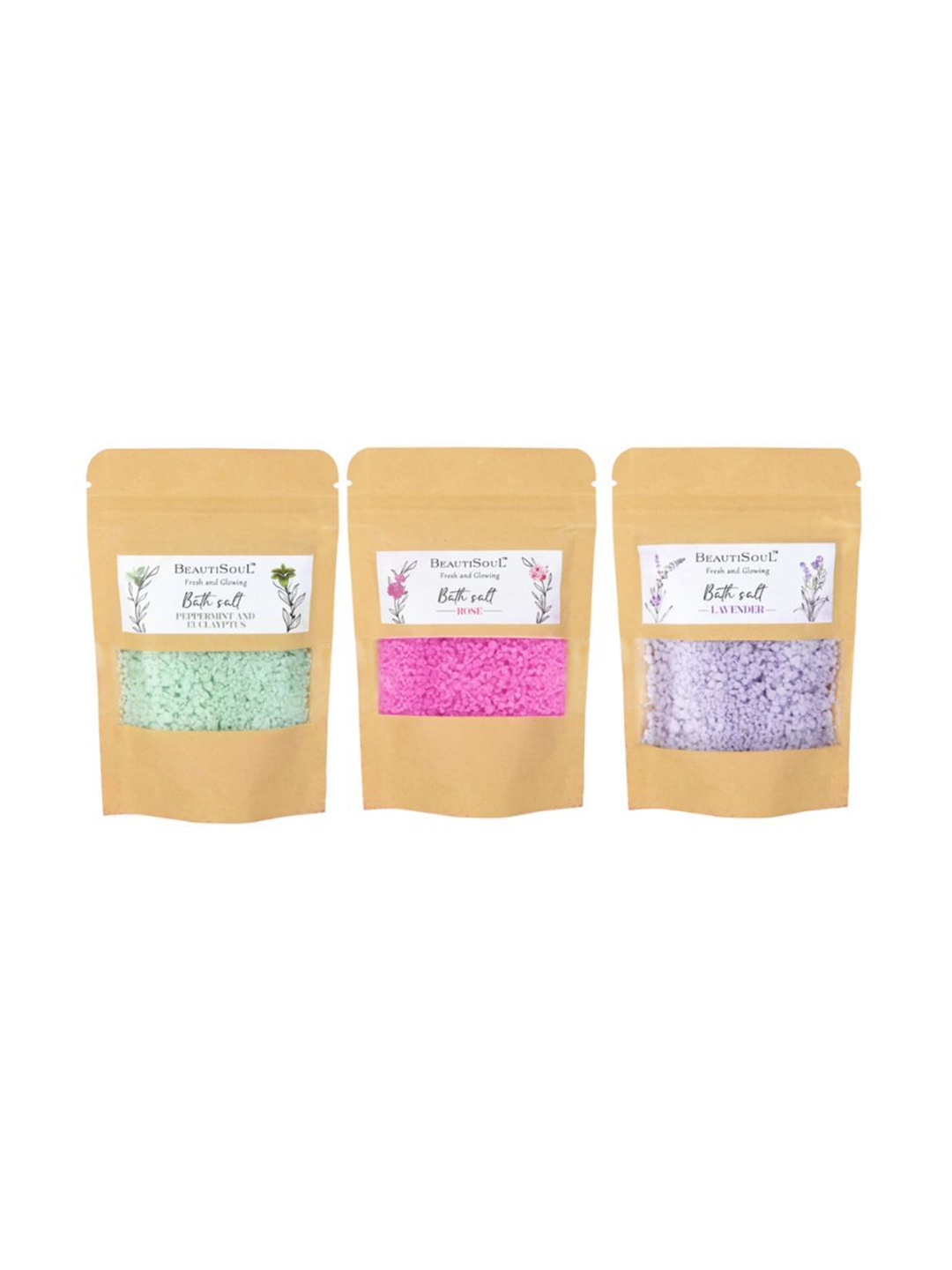 

Beautisoul Set Of 3 Epsom Bath Salts 100 g, Pink
