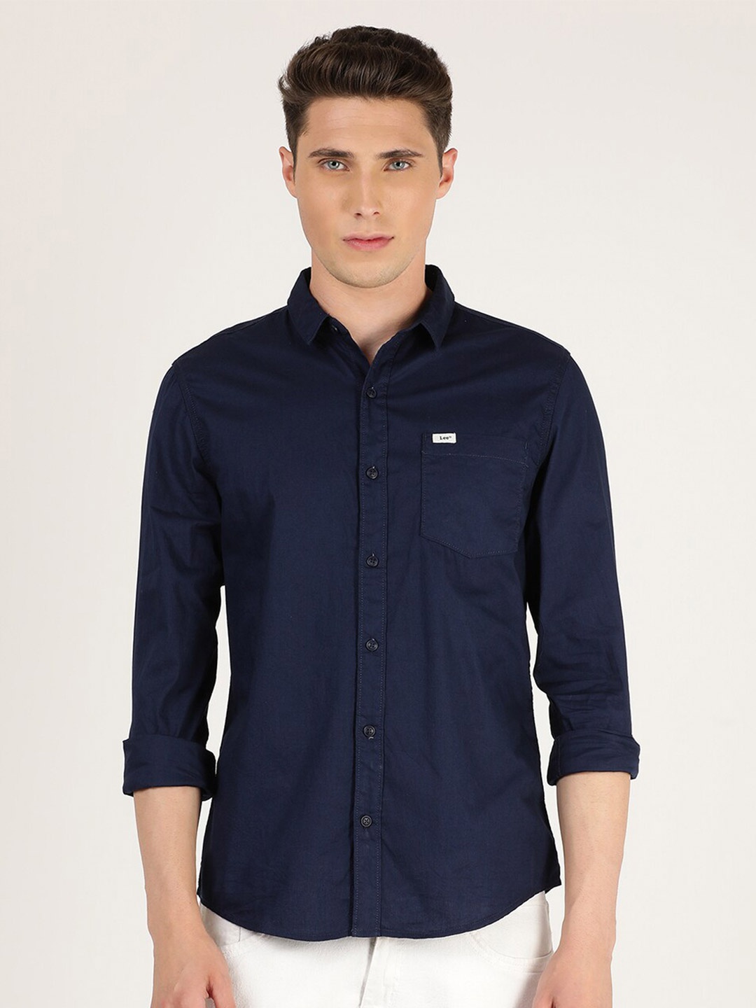 

Lee Men Blue Slim Fit Cotton Casual Shirt
