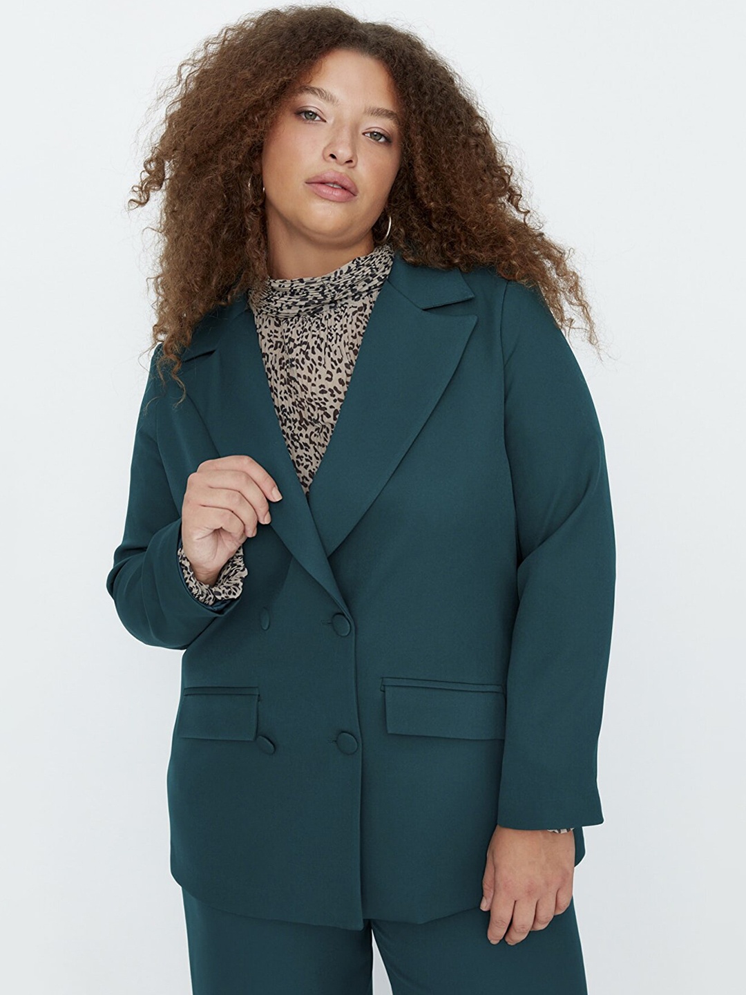

Trendyol Women Green Longline Tailored Jacket