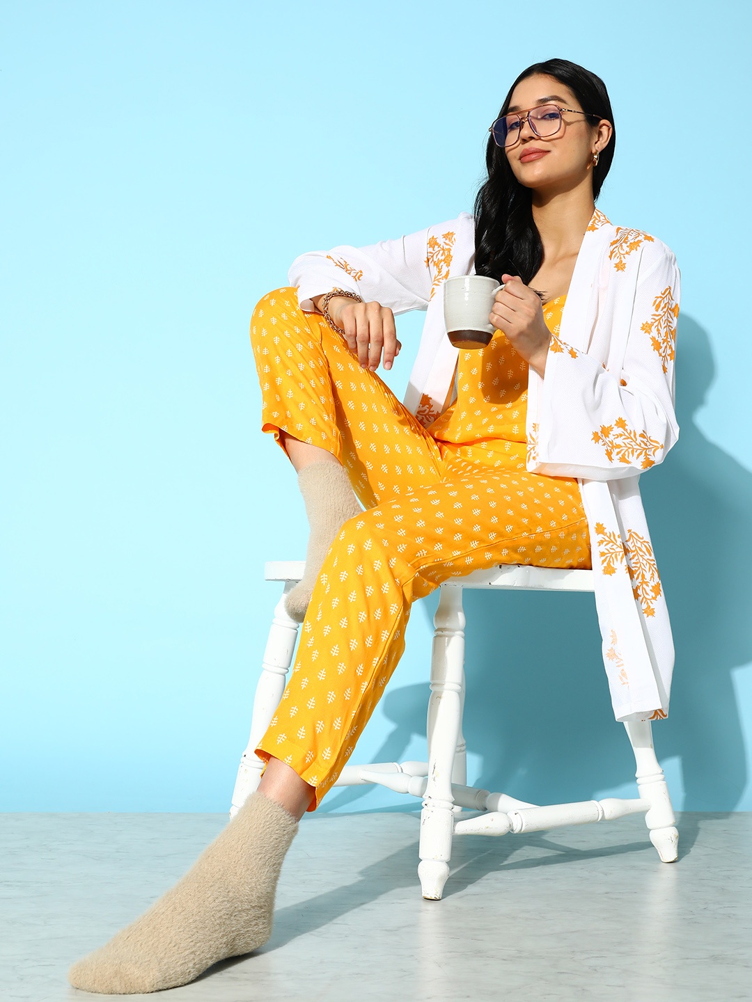 

ETC Women Yellow Printed Night suit