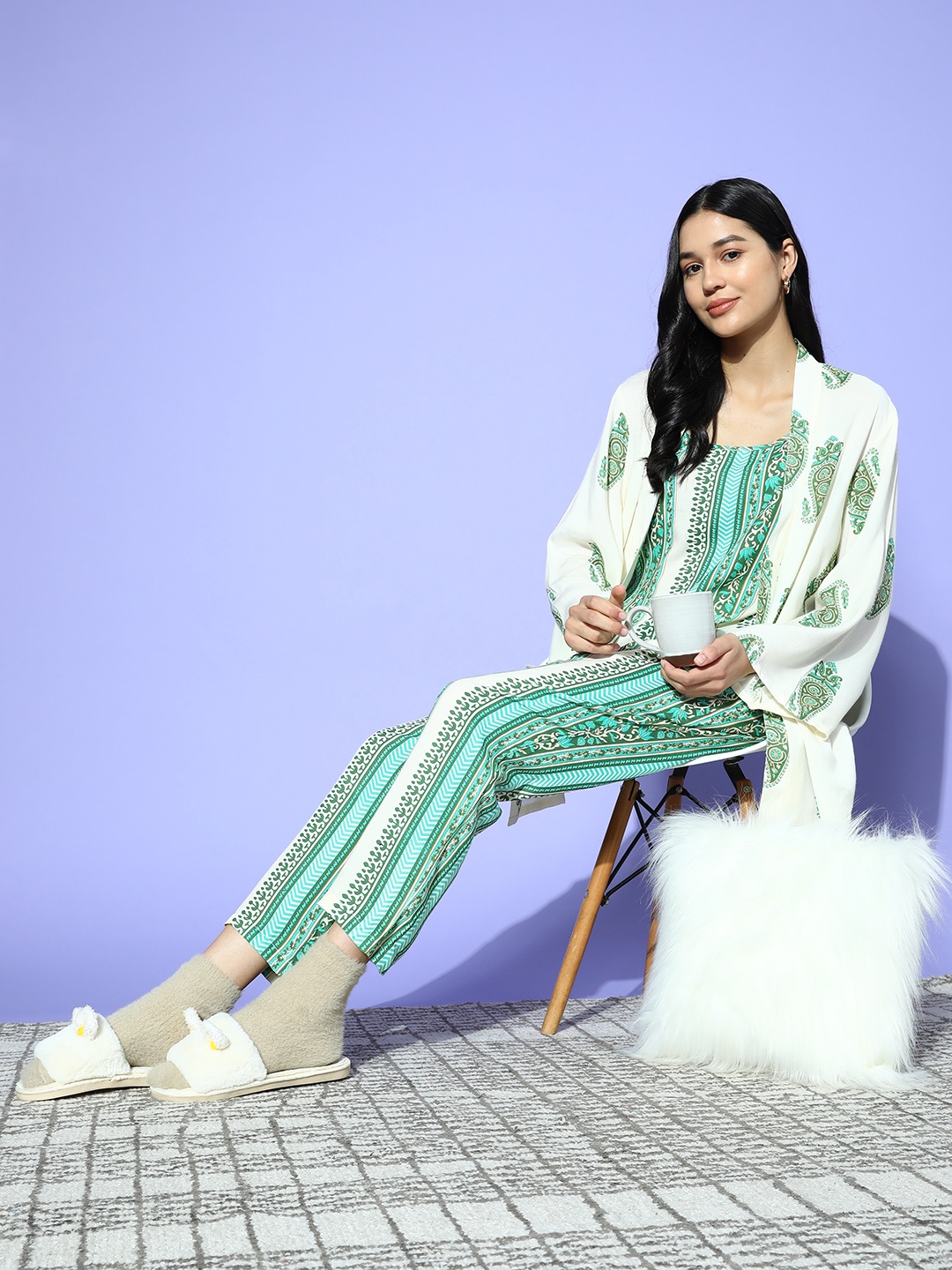 

ETC Women Green Printed Night suit