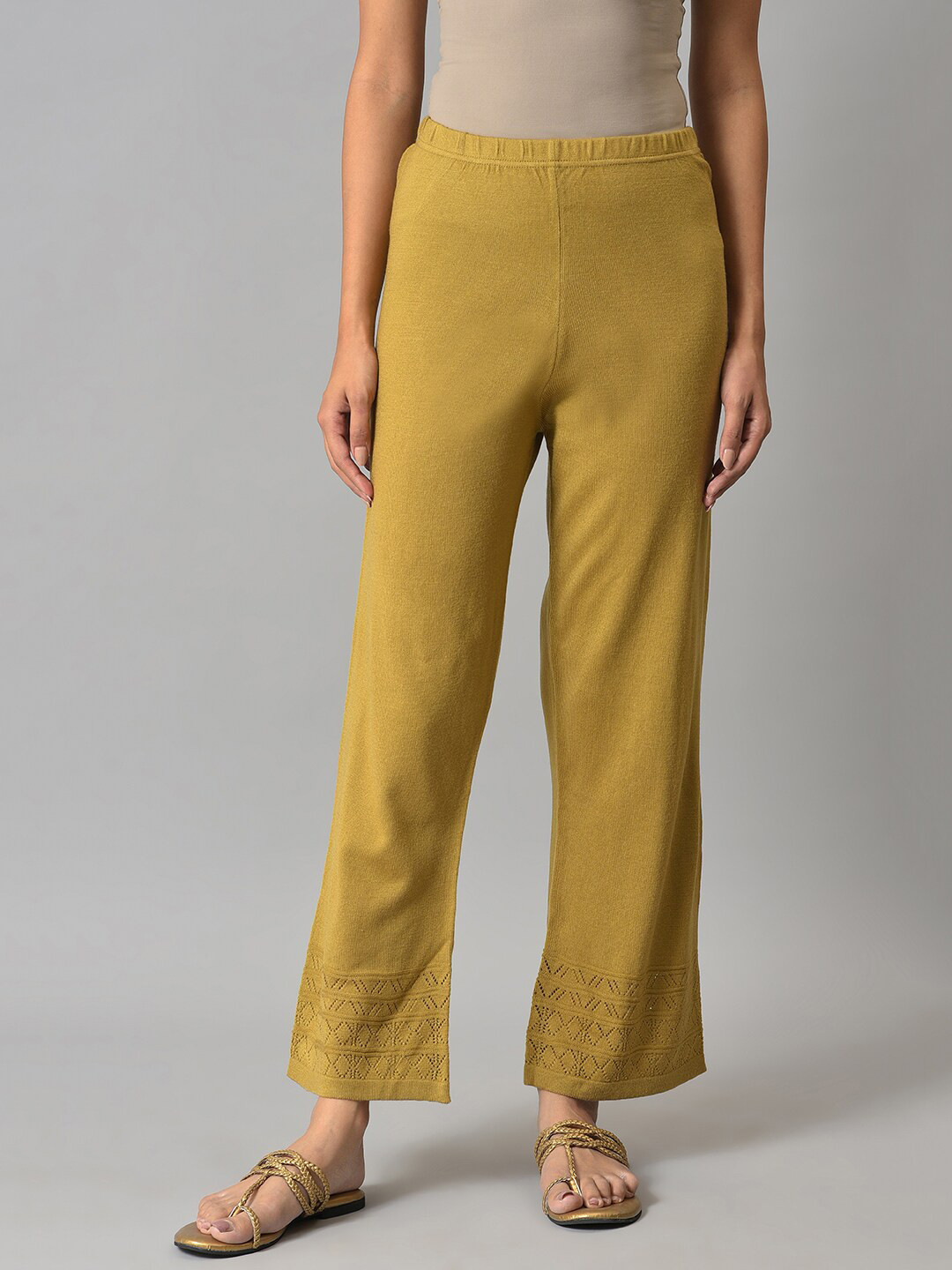 

elleven Women Gold-Toned Hem Design Palazzos
