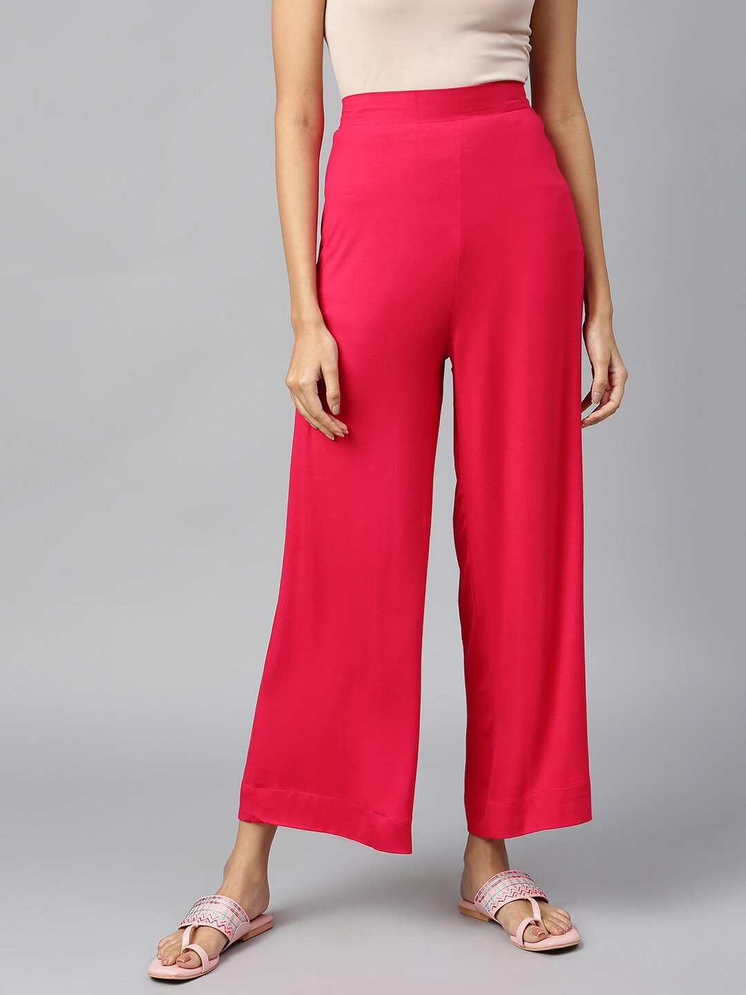 

elleven Women Pink Knitted Ethnic Palazzos