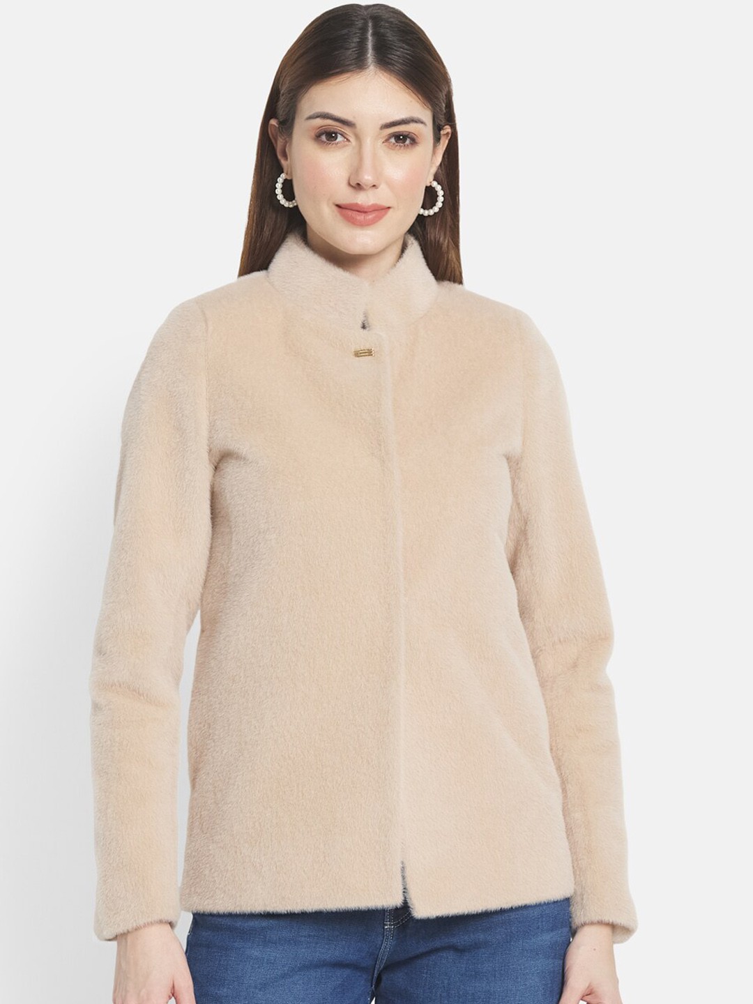 

METTLE Women Brown Solid Cotton Coat
