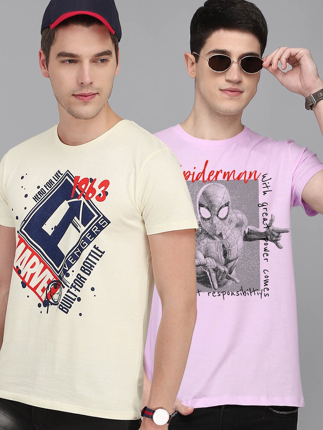 

Free Authority Pack Of 2 Marvel Comics Printed Cotton T-shirts, Cream
