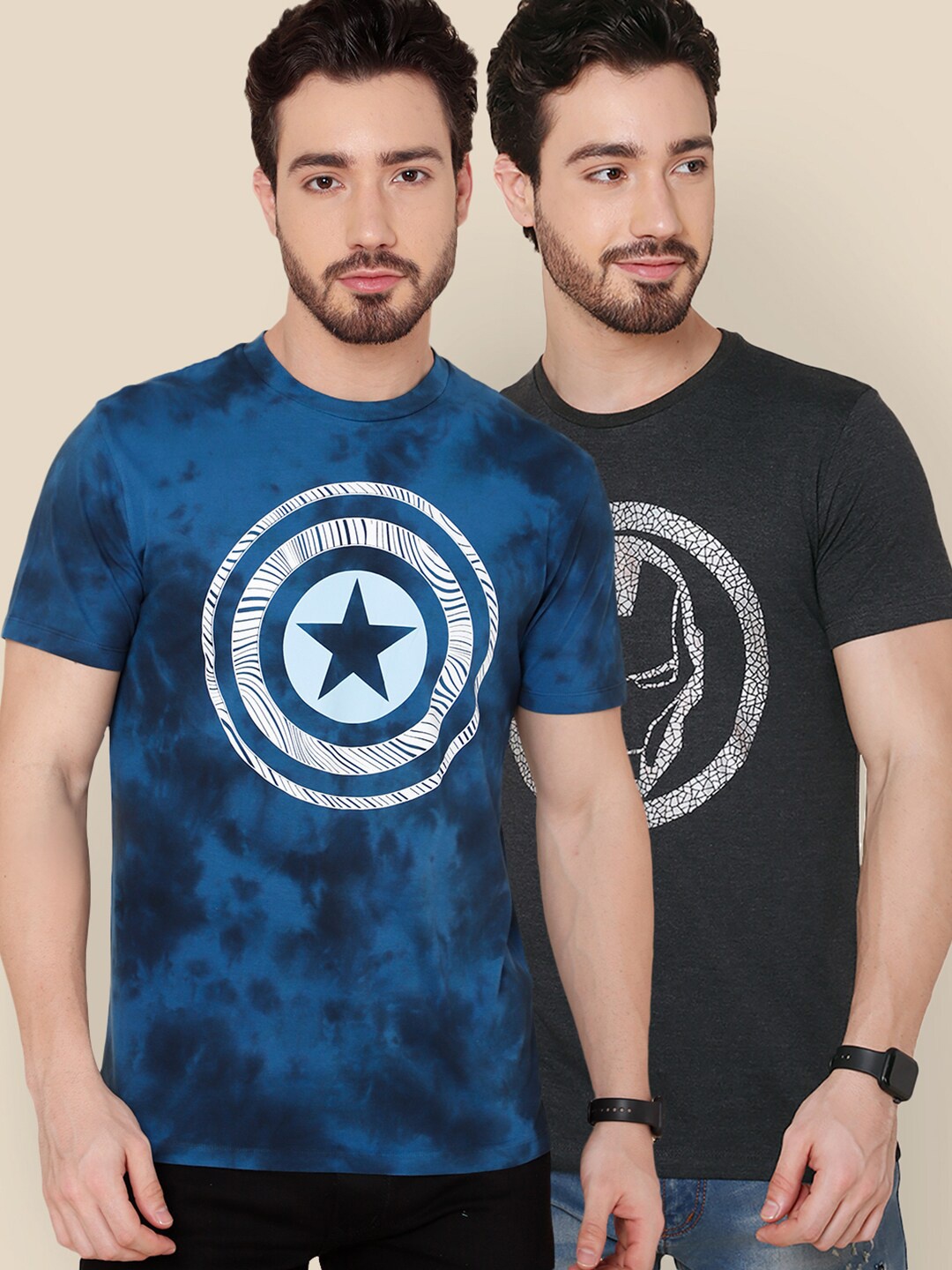

Free Authority Men Pack Of 2 Marvel Print Cotton T-shirts, Blue