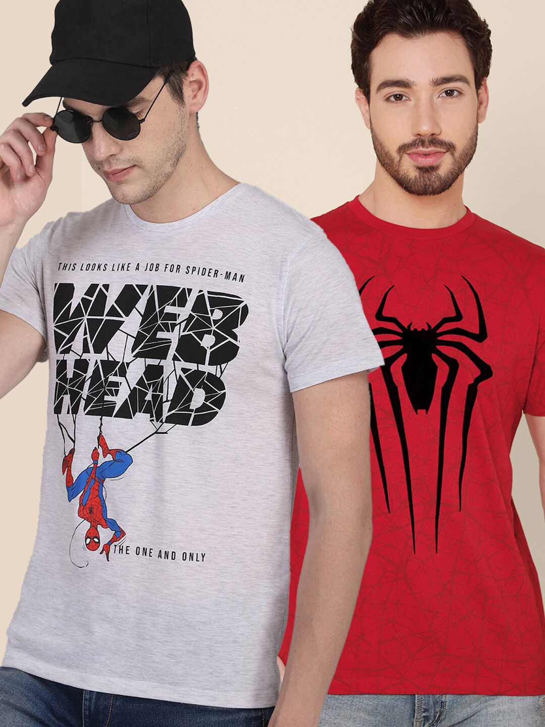 

Free Authority Men Grey Spider-Man Printed 2 Cotton T-shirts