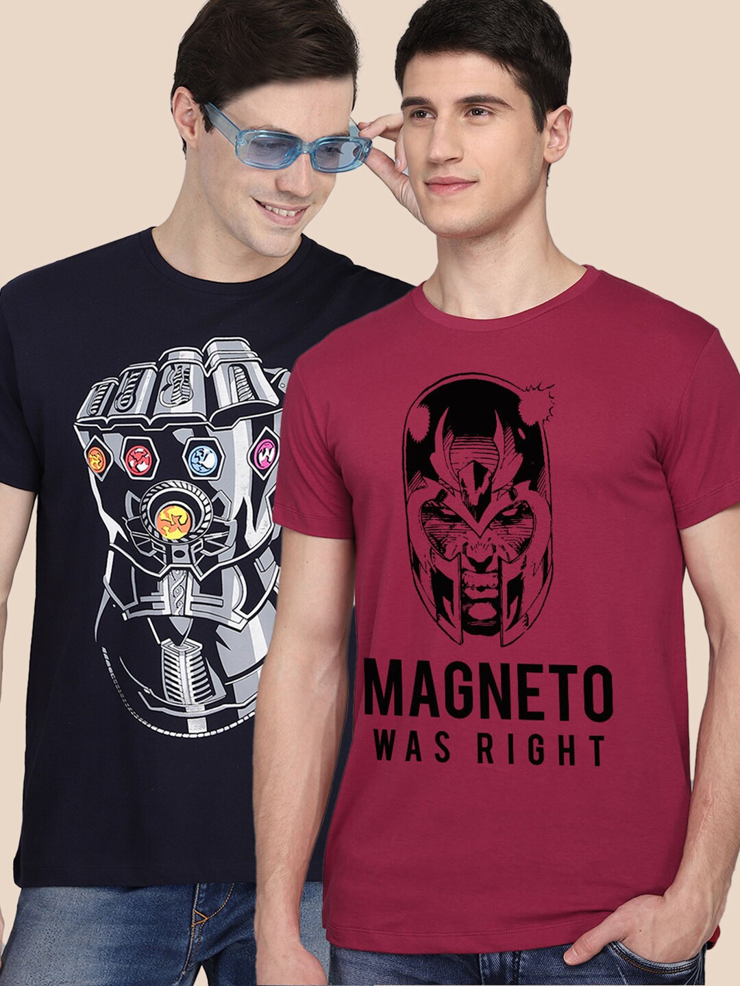 

Free Authority Men Pack of 2 Marvel Print Cotton T-shirts, Black