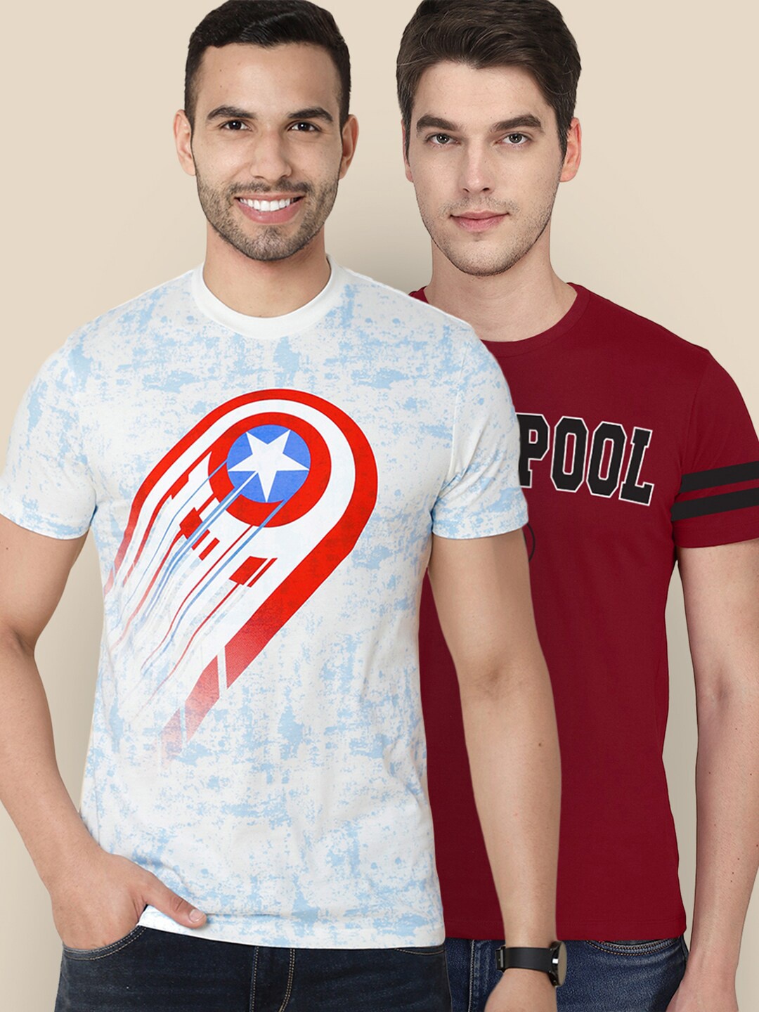 

Free Authority Men Pack of 2 Marvel Comics Printed Tshirt, White