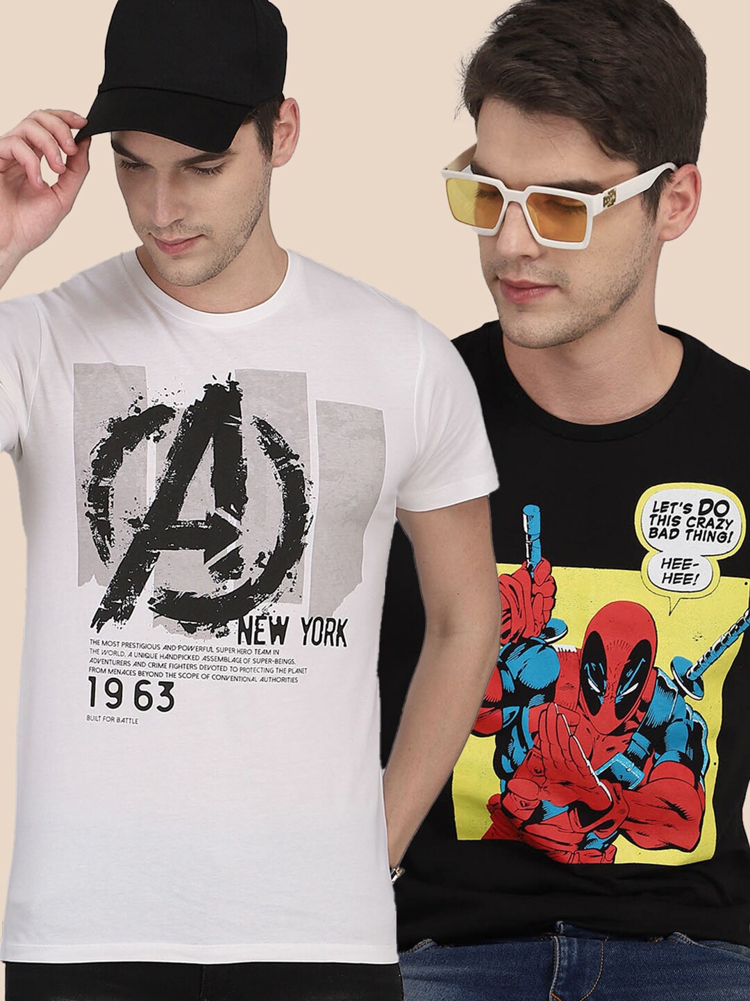 

Free Authority Men White & Black Avengers Printed T-shirts