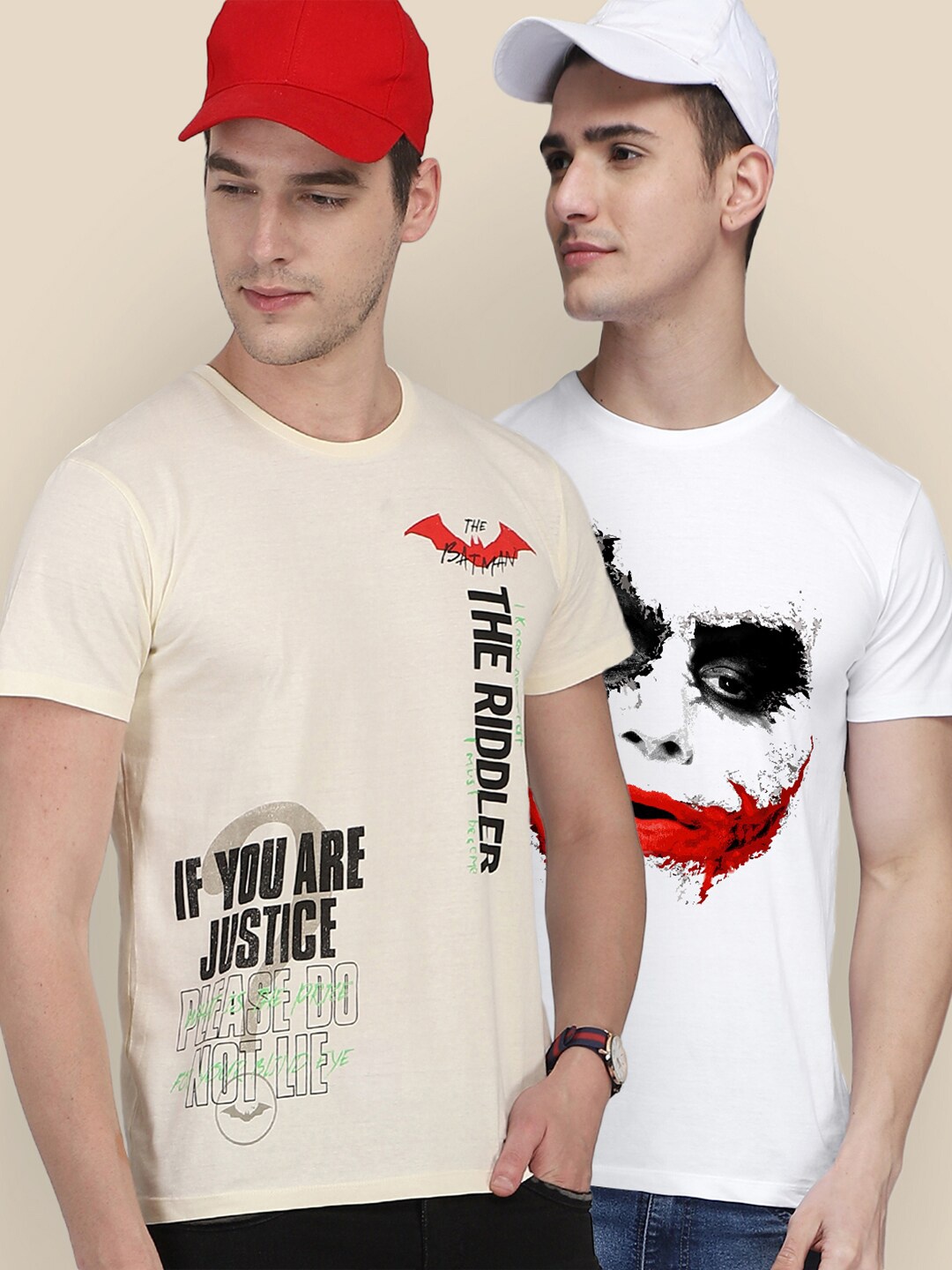 

Free Authority Men Cream & White Typography DC Comic Printed 2 Cotton T-shirts