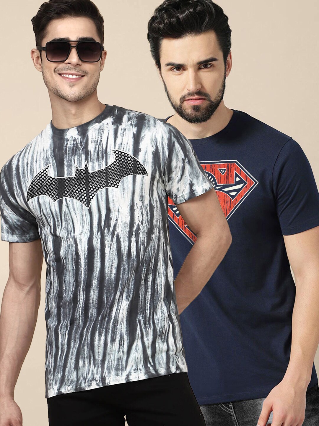 

Free Authority Men Pack of 2 DC Comic Print Cotton T-shirts, Navy blue