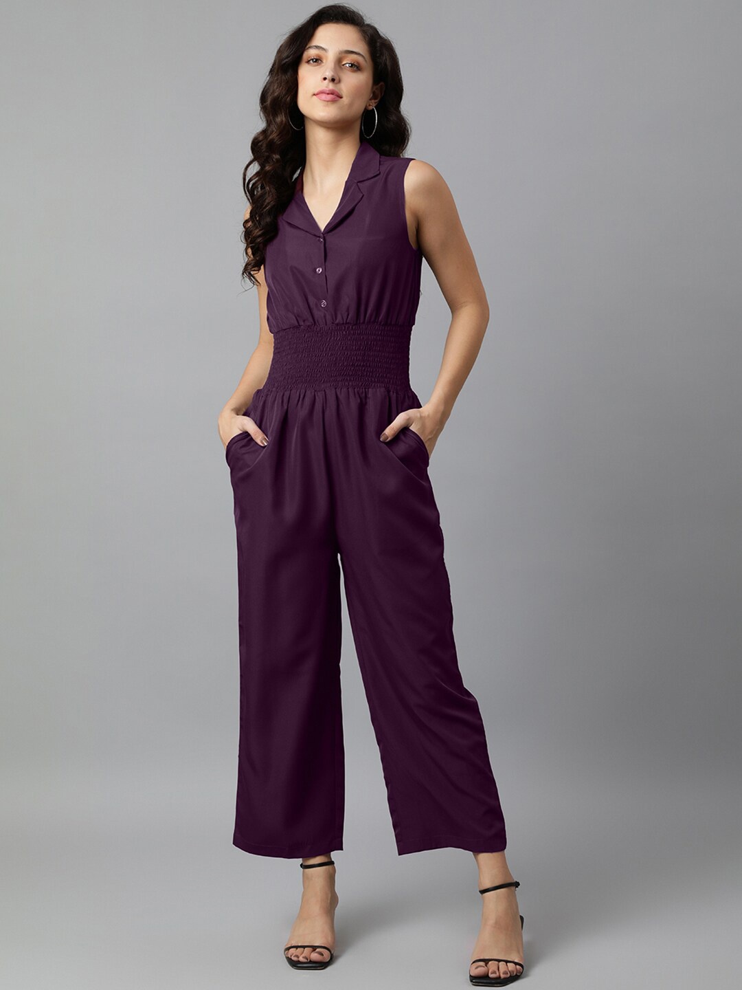 

DEEBACO Women Maroon Solid Basic Jumpsuit