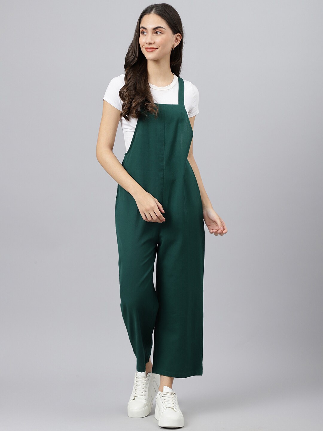 

DEEBACO Women Green Cotton Culotte Jumpsuit