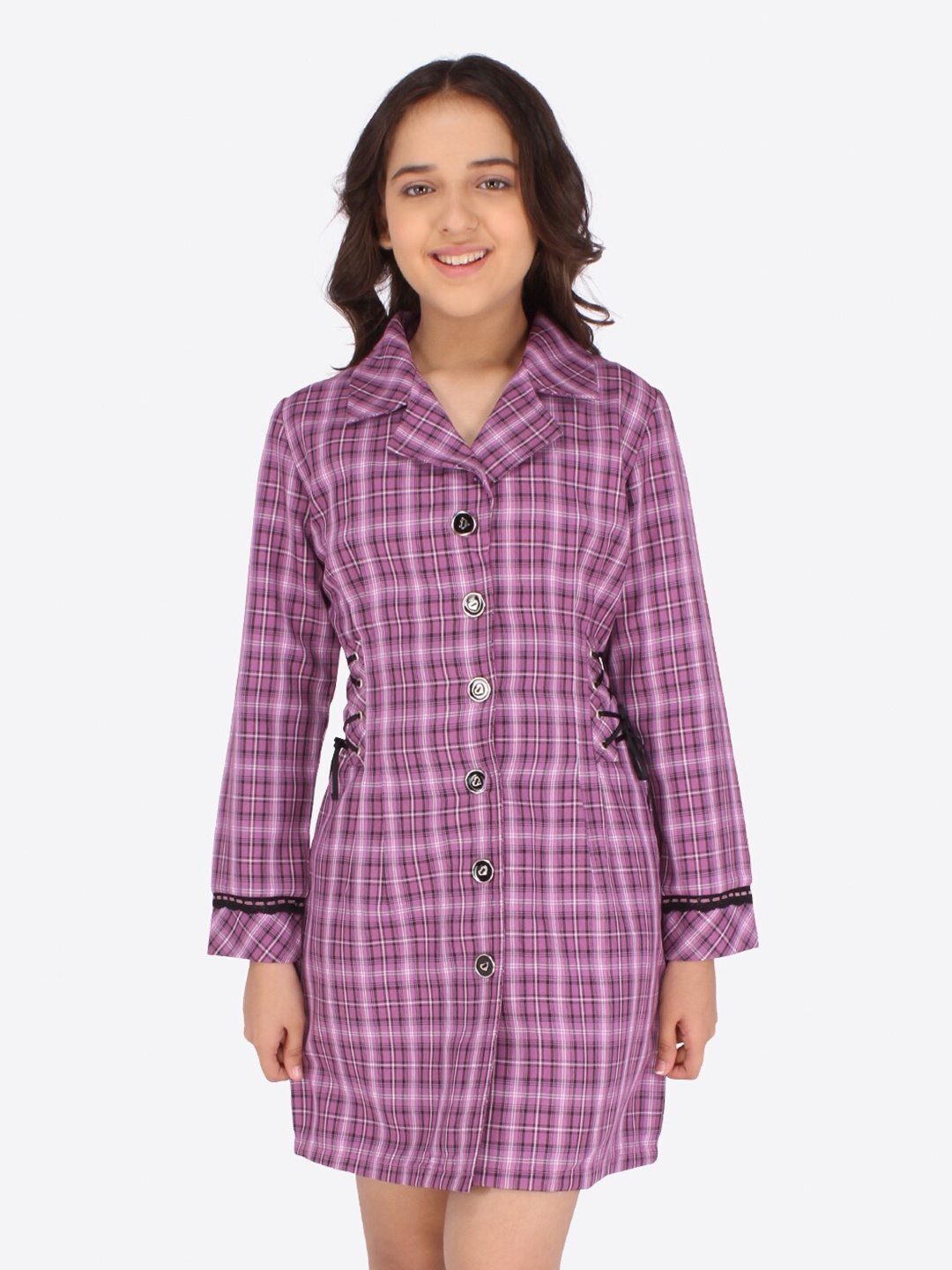 

CUTECUMBER Girls Purple Checked Dress