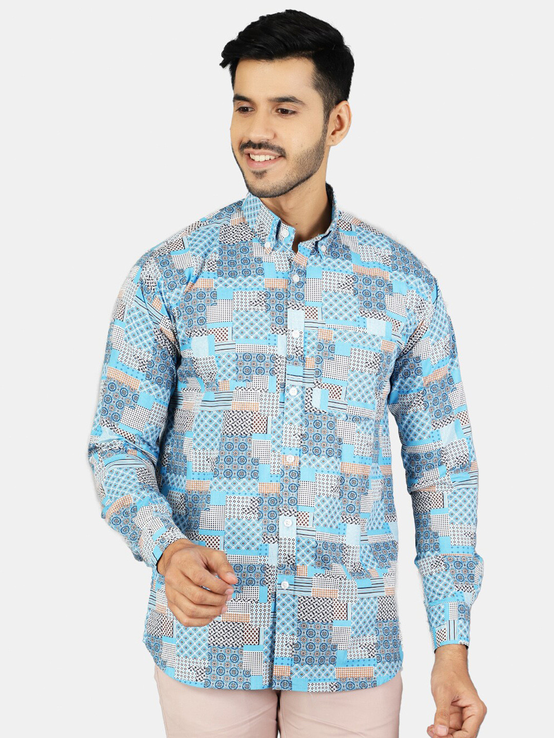 

Wintage Men Multicoloured Classic Printed Pure Cotton Casual Shirt, Multi