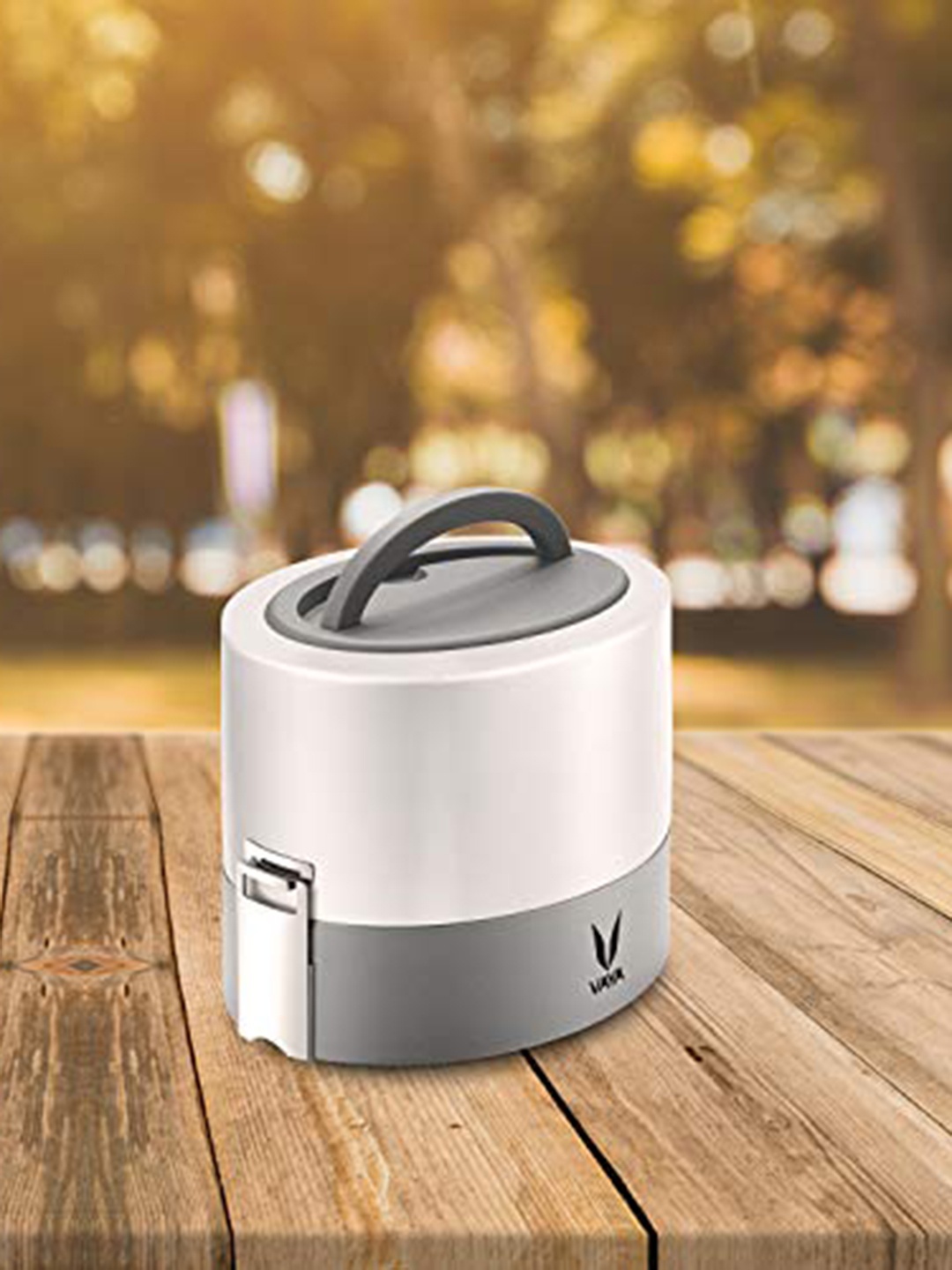 

Vaya Tyffyn Lyte Kids White & Grey Solid Lunch Box 600 Ml