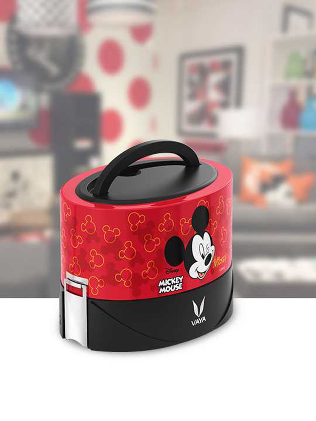 

Vaya Kids Red & Black Printed Stainless Steel 2-Tier Lunch Box - 600ml