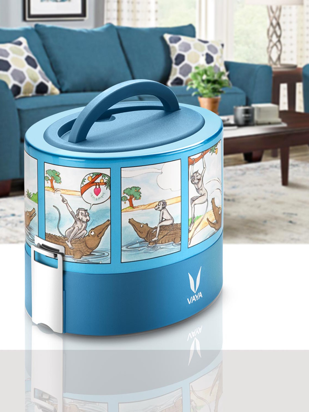 

Vaya Kids Blue & White Printed Lunch Box 600 ml