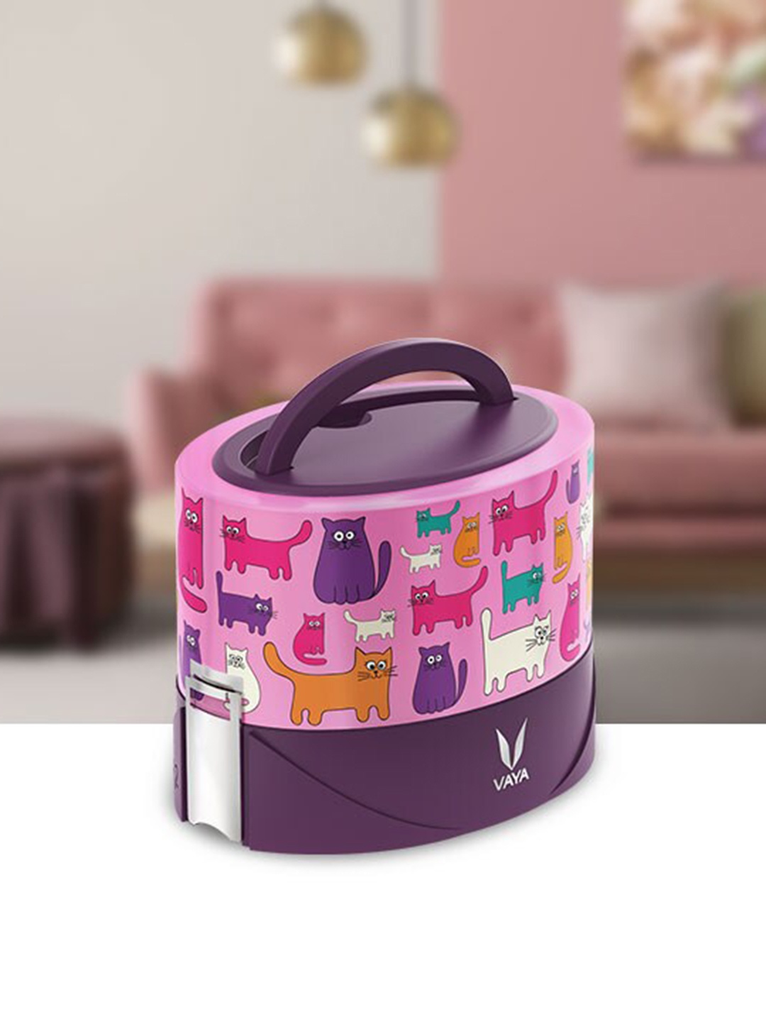 

Vaya Kids Pink & Purple Printed Lunch Box 600 ml