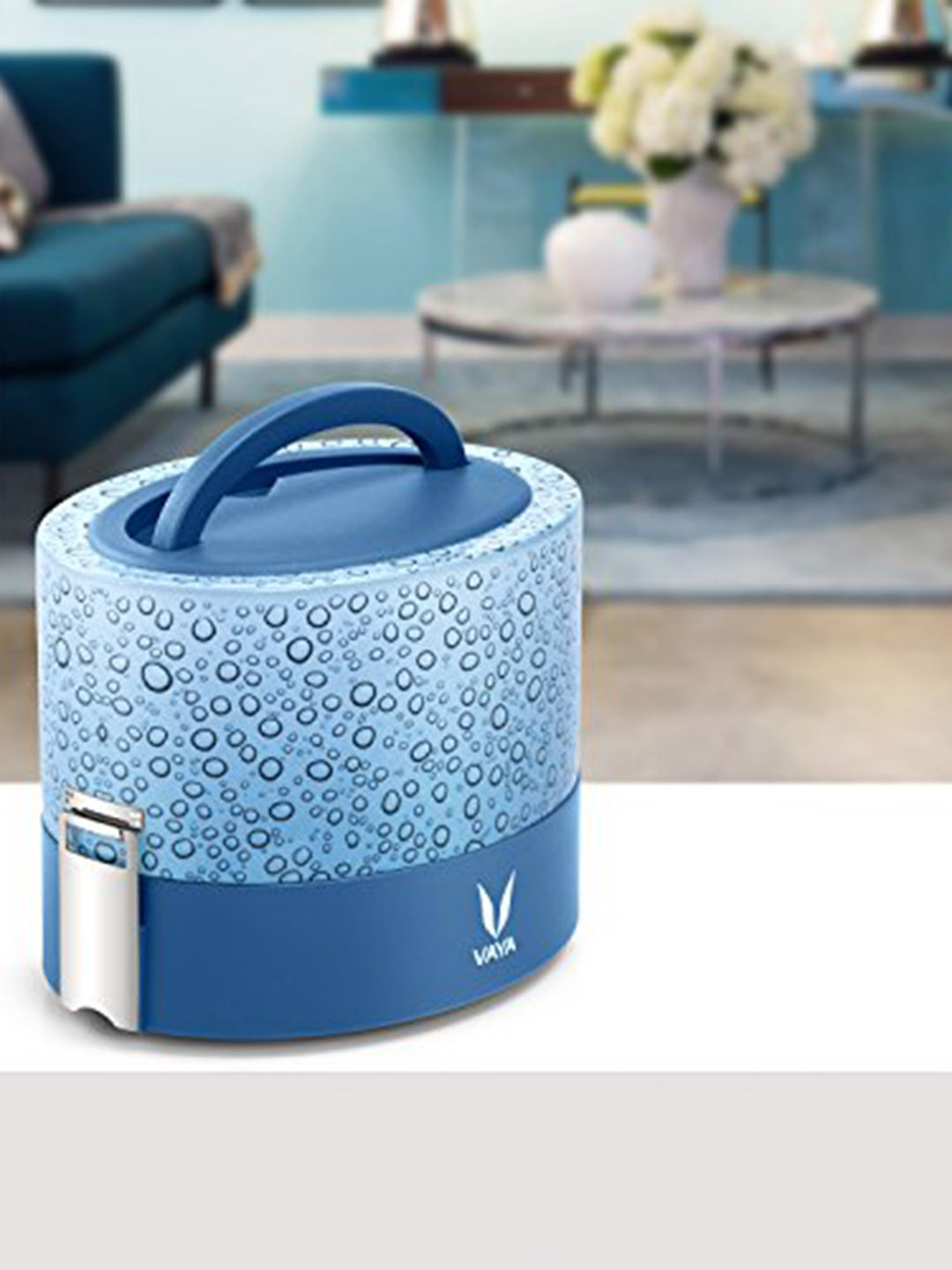 

Vaya Set of 2 Kids Blue Printed Stainless steel Lunch Box With Bag 300ml each