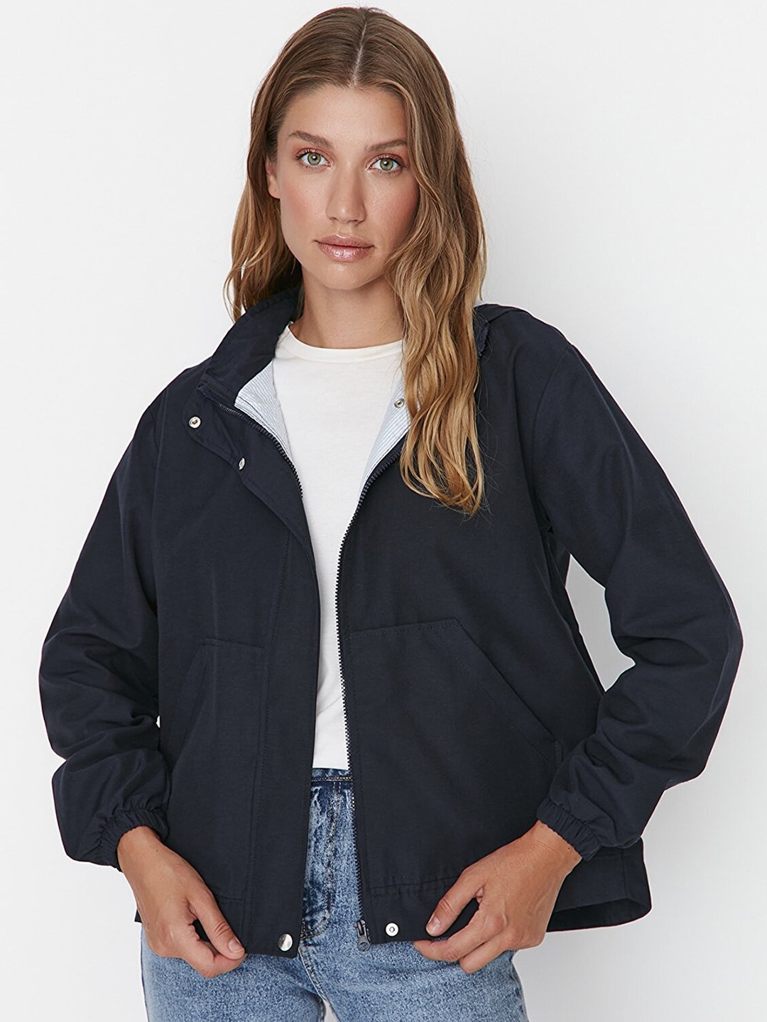 

Trendyol Women Navy Blue Bomber Jacket