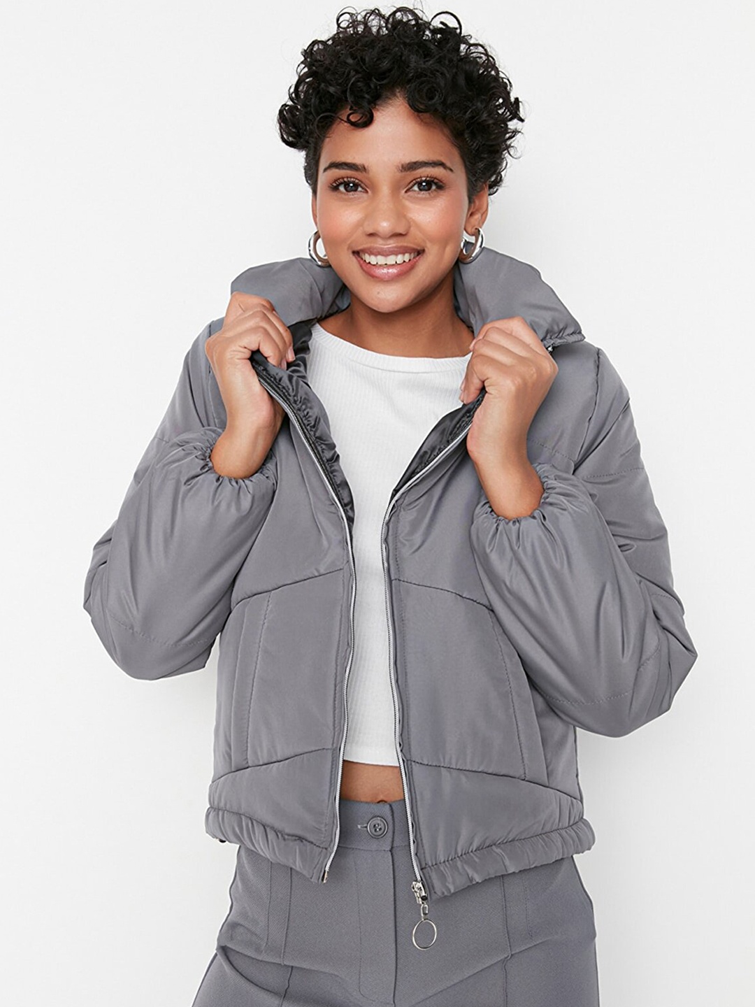 

Trendyol Women Charcoal Bomber Jacket