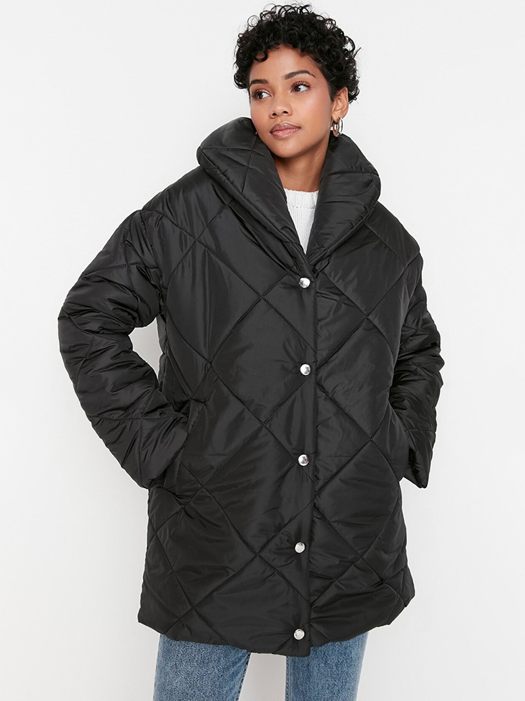 

Trendyol Women Black Longline Padded Jacket