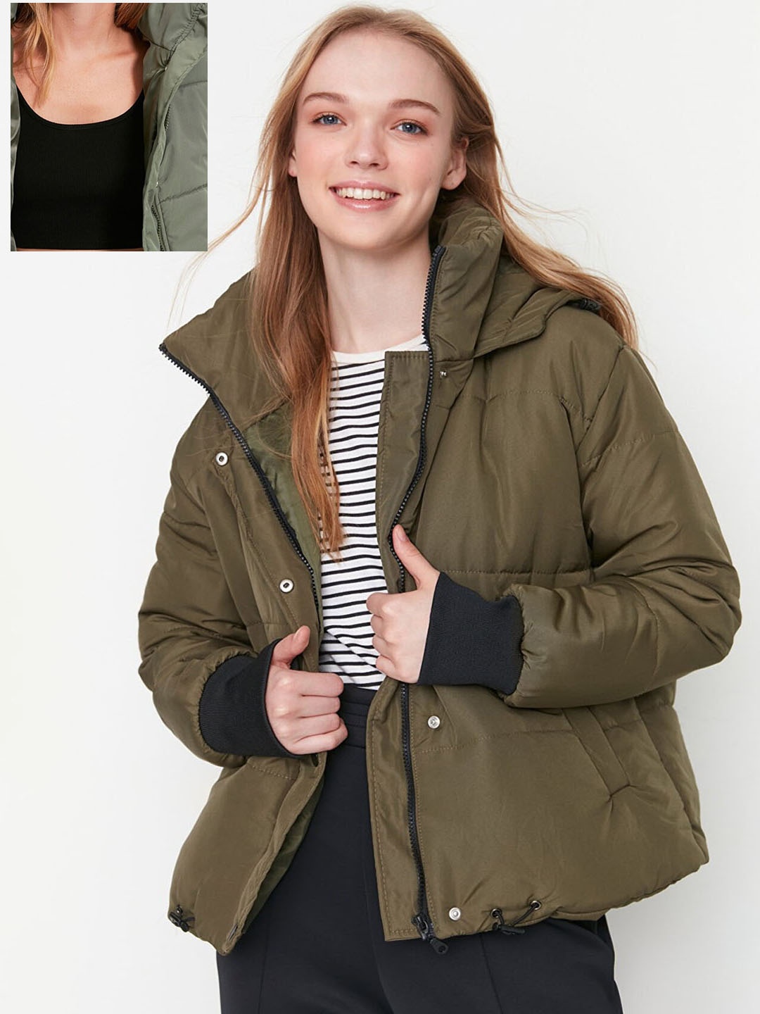 

Trendyol Women Khaki Reversible Bomber Jacket