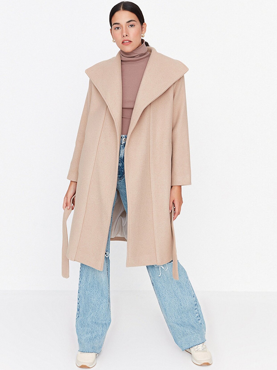 

Trendyol Women Brown Solid Overcoat