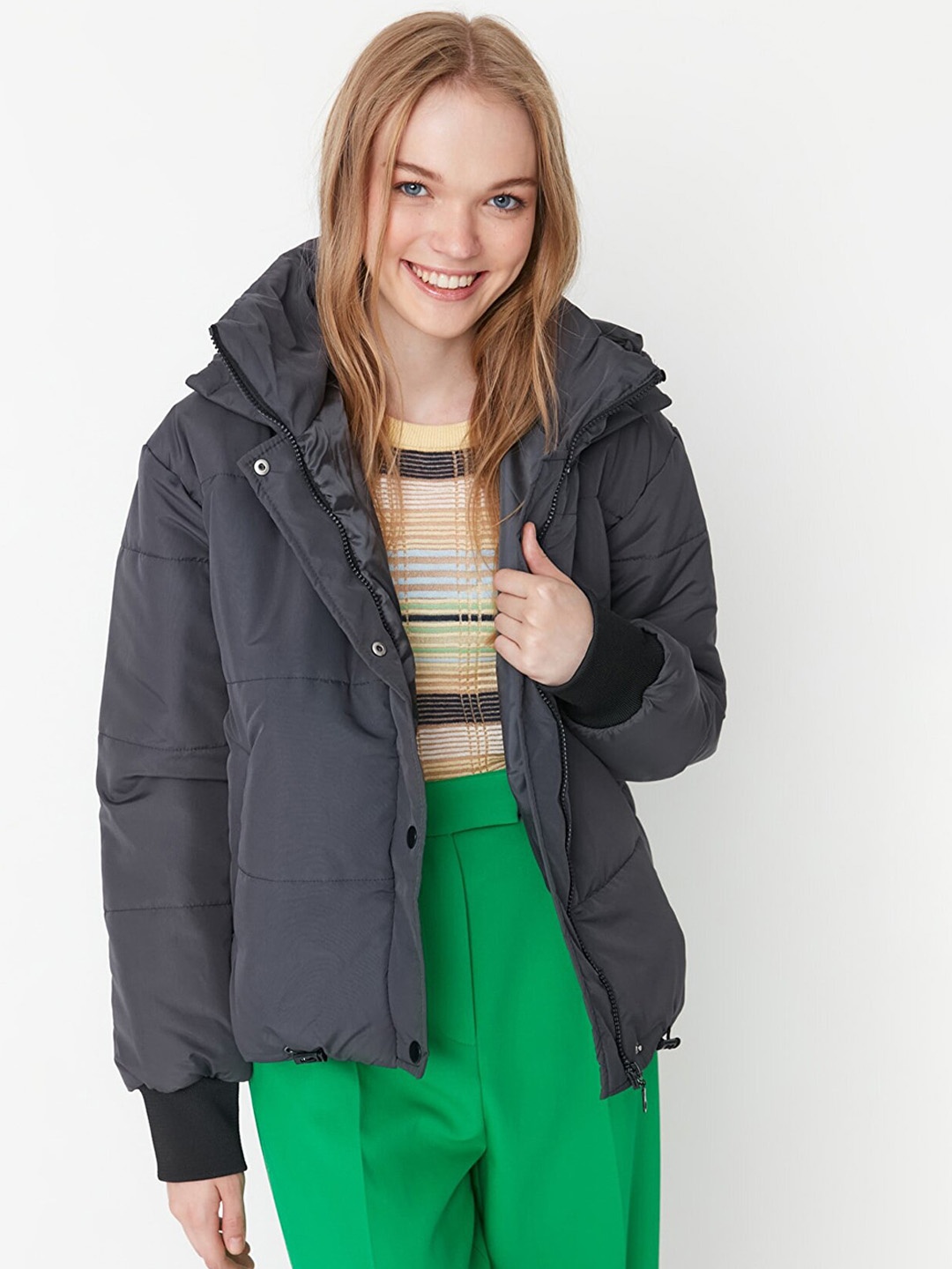 

Trendyol Women Charcoal Bomber Jacket