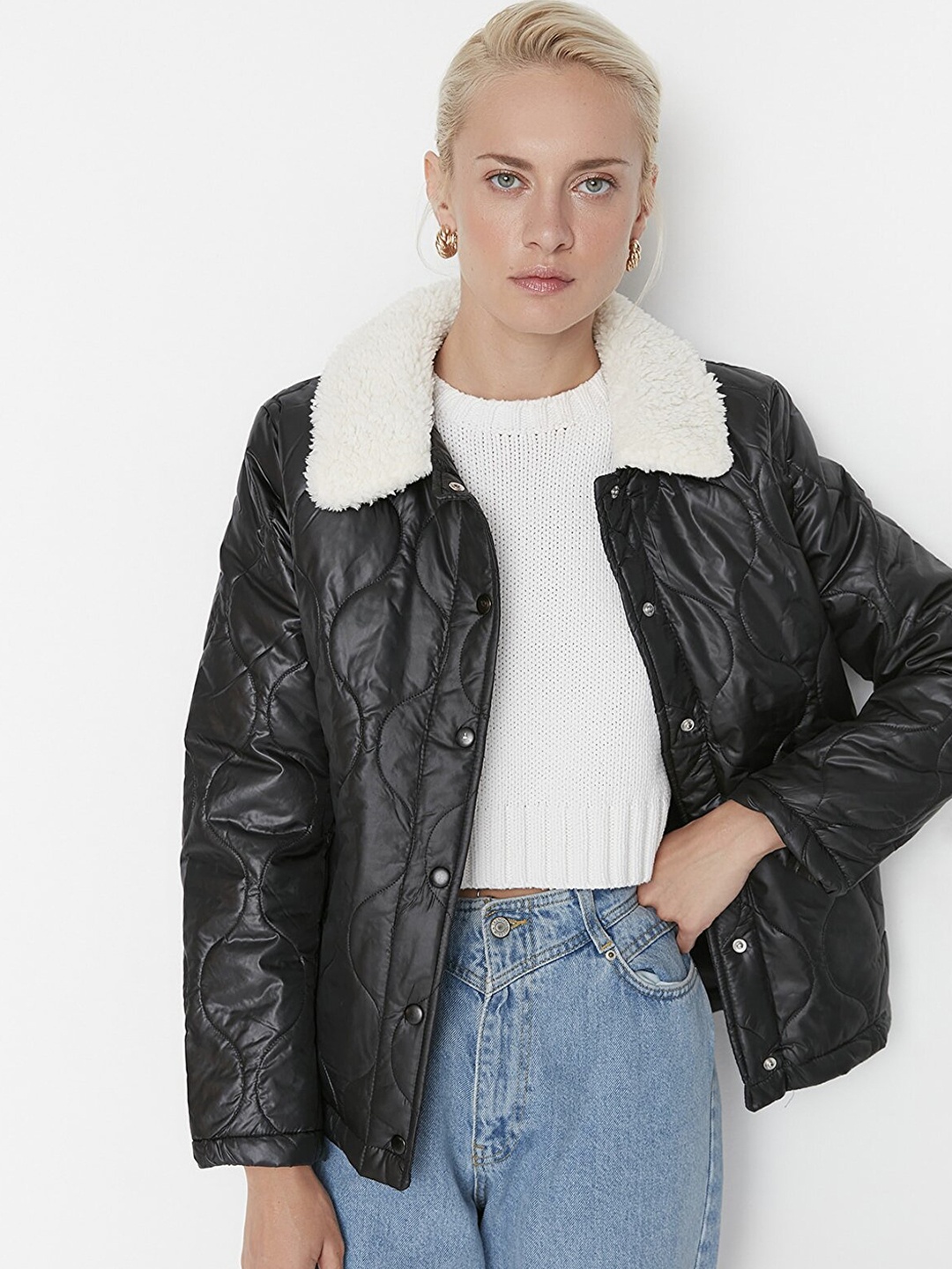 

Trendyol Women Black Bomber Jacket