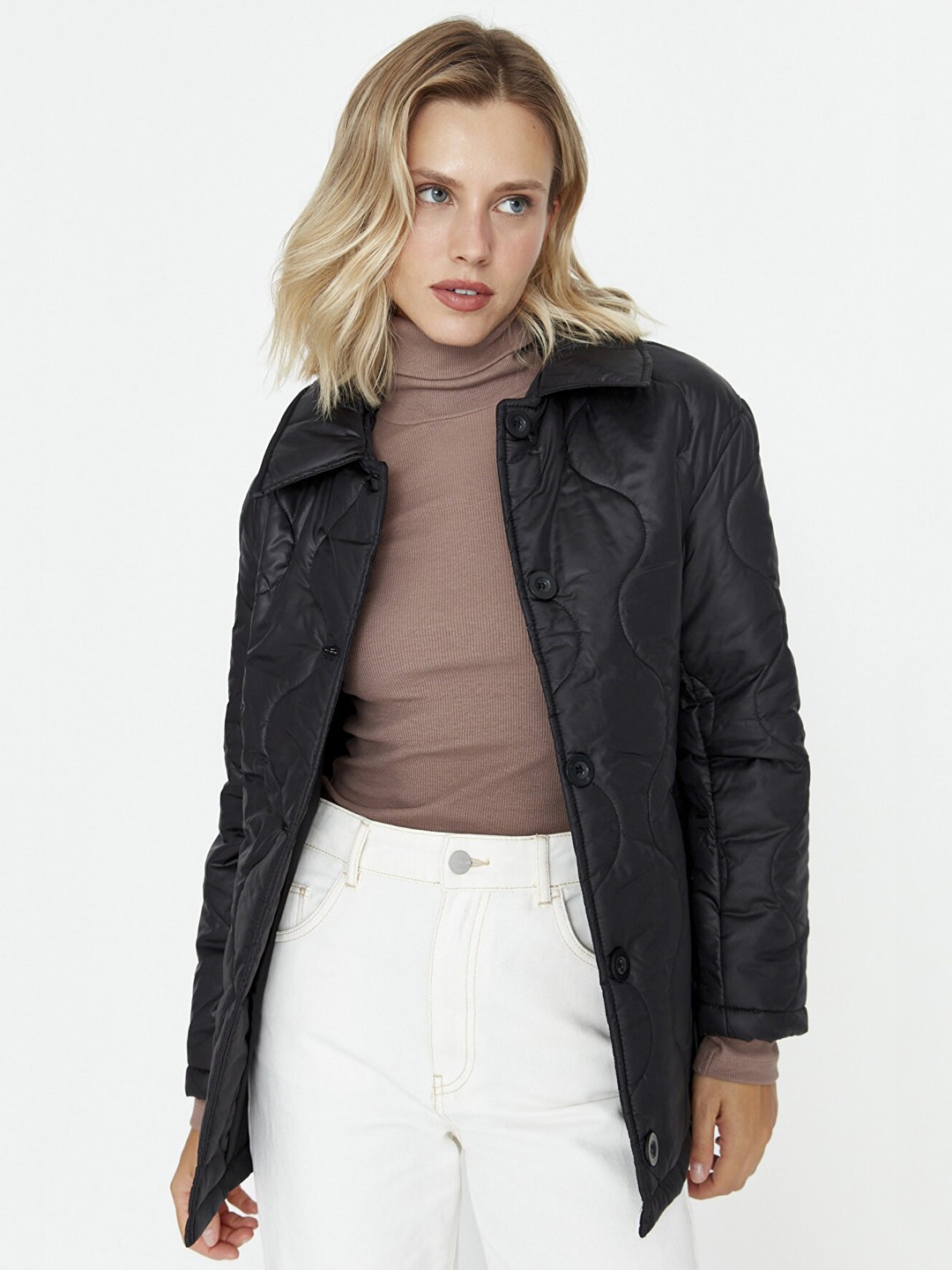 

Trendyol Women Black Solid Overcoat