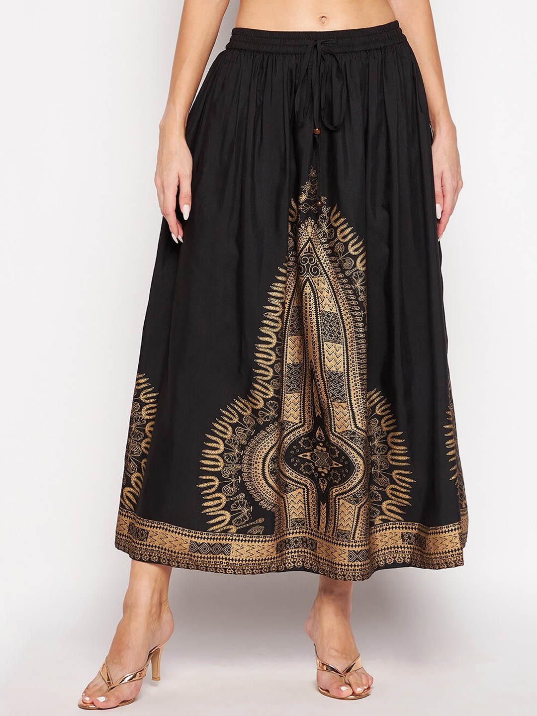 

Riara Women Black Printed A-Line Maxi Skirt