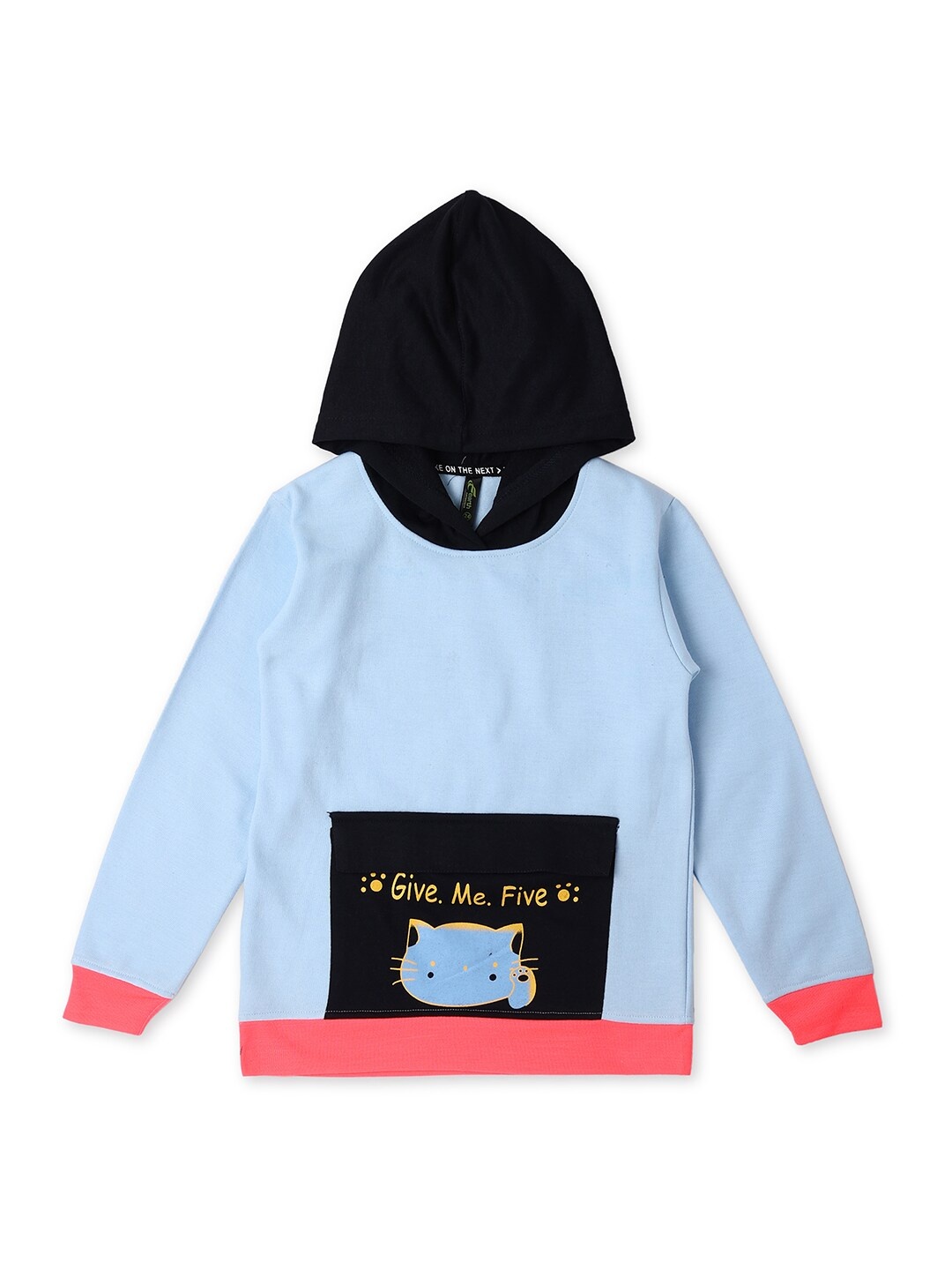 

earth conscious Girls Blue Cotton Printed Hooded Sweatshirt
