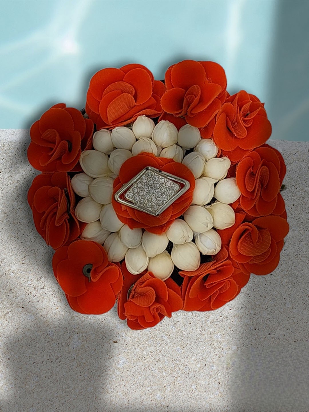 

DIAN Women Orange & Off White Embellished Hair Accessory Set