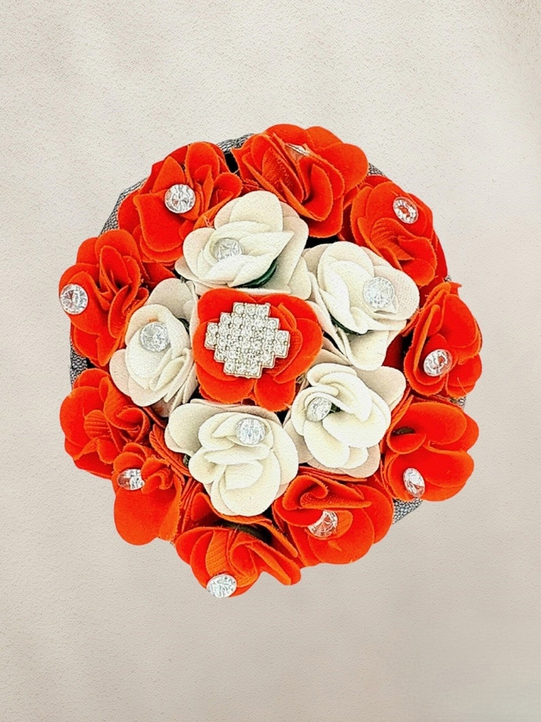 

DIAN Women Orange & White Embellished Floral Hair Bun Cover