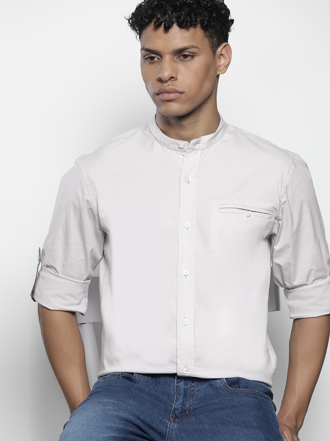 

Nautica Slim Fit Opaque Casual Shirt, Grey